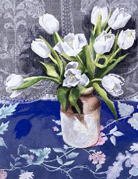 White Tulips, 1994 (pastel on paper) 