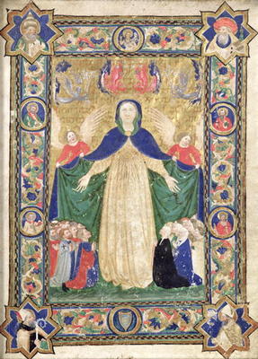Virgin of the Misericordia, frontispiece from a book of the Scuola della Trinita dei Frati Teutonici from Cristoforo Cortese