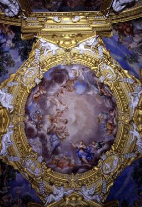 The 'Sala di Apollo' (Hall of Apollo) detail of ceiling decoration depicting Cosimo I de'Medici (151