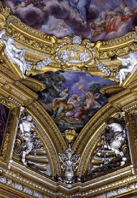 The 'Sala di Apollo' (Hall of Apollo) detail of pendentive depicting the muses Thalia and Clio