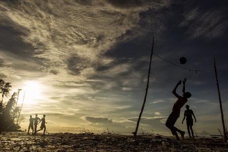 Children playing football in Zanzibar.