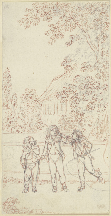 Drei Jungen an einer Gartenmauer from Daniel Chodowiecki