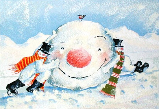 Building a Snowman (gouache on paper)  from David  Cooke
