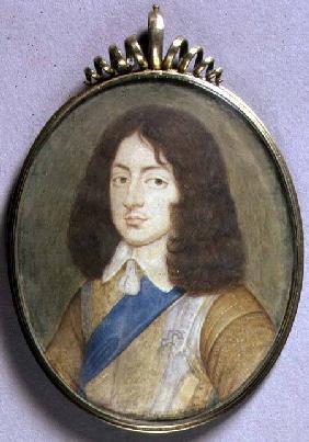 Portrait Miniature of Charles II (1630-85) 1650 (w/c on vellum)