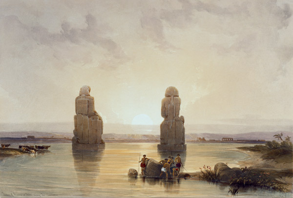 Thebes-West, Memnon Colossi from David Roberts