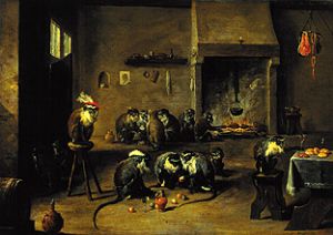 Monkeys in the kitchen from David Teniers