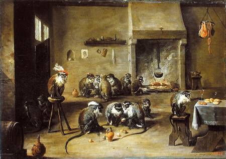 Monkeys in a Kitchen from David Teniers