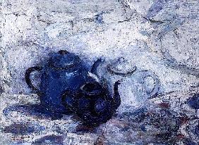 Three Blue Teapots, 1992 (board) 