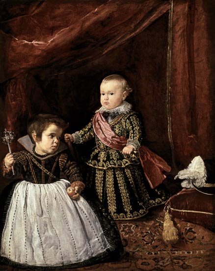 The infante Baltasar of Carlo with a dwarf from Diego Rodriguez de Silva y Velázquez