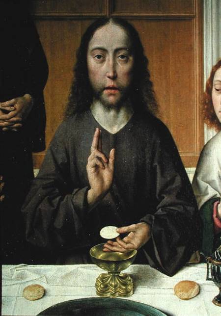 Christ Blessing, detail from the Altarpiece of the Last Supper from Dieric Bouts the Elder