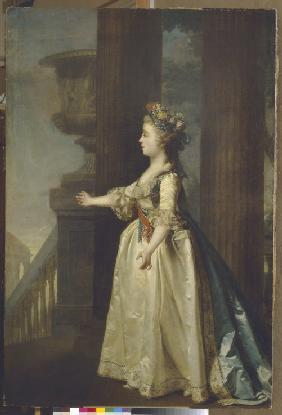 Portrait of Grand Duchess Alexandra Pavlovna (1783-1801) before the Cameron Gallery in Tsarskoye Sel