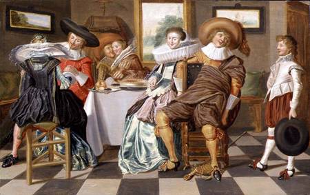 Elegant Figures Feasting at a Table from Dirck Hals