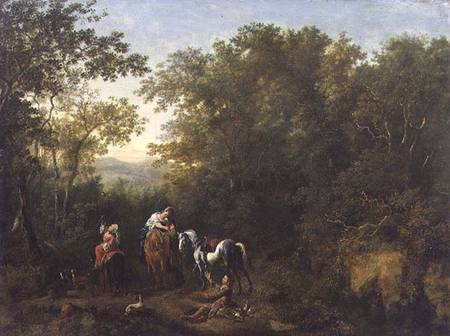 A Hawking Party in a Wooded Landscape from Dirk Maes