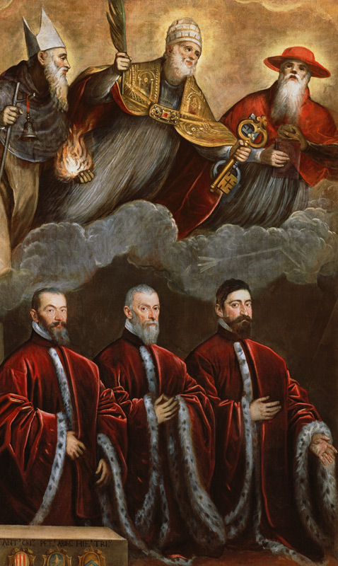 Saint Jerome, Saint Peter and Saint Anthony above a portrait of three lawyers from Domenico Tintoretto