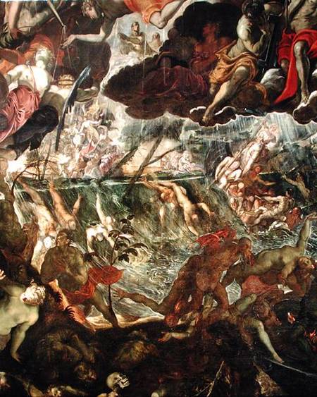 The Last Judgement, detail of the damned in the River Styx and Charon's boat full of passengers from Domenico Tintoretto