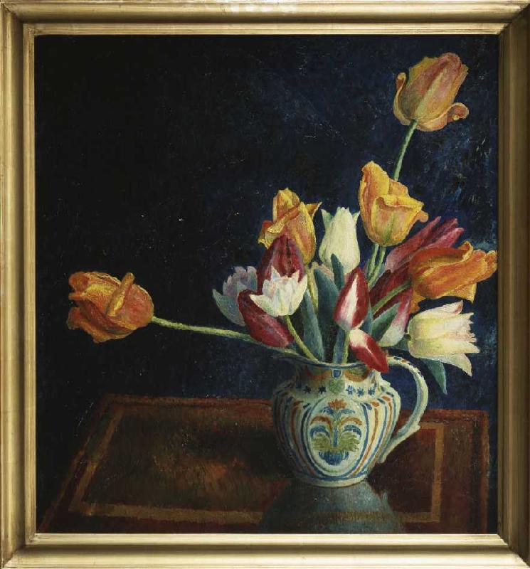 Tulpen in einem bemalten Krug. from Dora Carrington