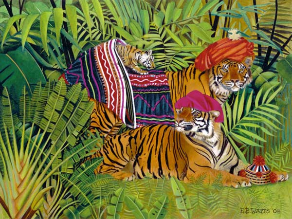Tiger family with Thai Clothes from E.B.  Watts