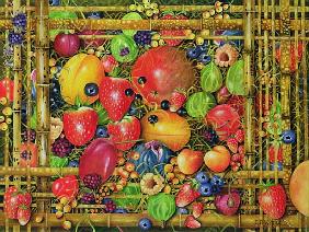Fruit in Bamboo Box, 1999 (acrylic on canvas) 
