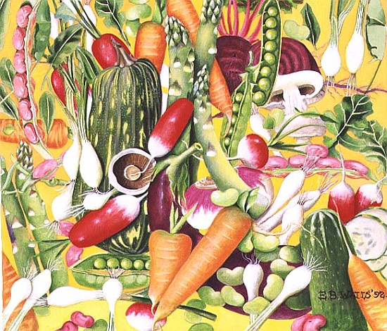 Vegetables in Flight, 1992 (acrylic)  from E.B.  Watts