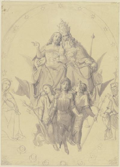 Die Heilige Dreifaltigkeit mit den Erzengeln, Maria und Johannes dem Täufer