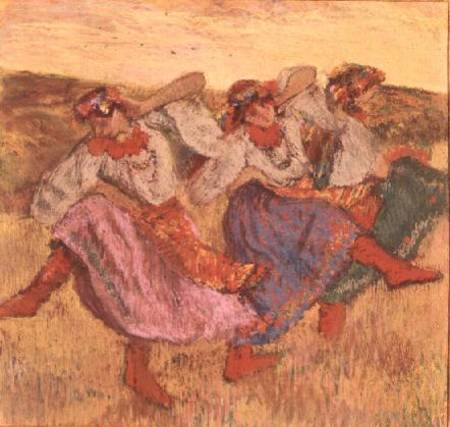 Three dancers in peasant costume from Edgar Degas