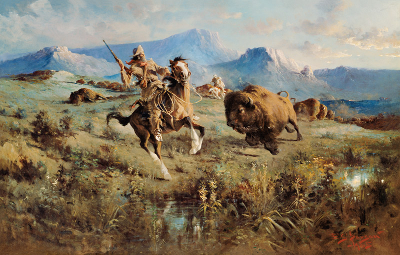 Buffalo hunting. from Edgar Samuel Paxon