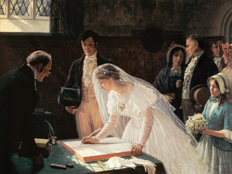 Signing the Register from Edmund Blair Leighton