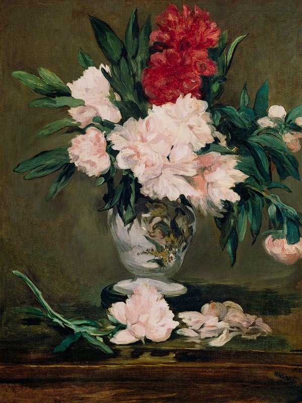 Vase with Whitsun roses, Vase de pivoines from Edouard Manet