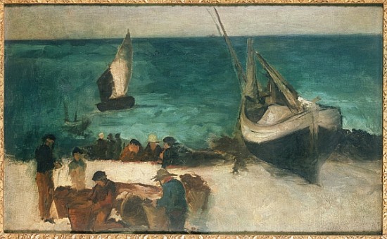 Seascape at Berck, Fishing Boats and Fishermen, 1872-73 from Edouard Manet