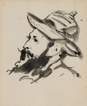 Head of a Man (Claude Monet) 1874 (pen & ink wash on paper)