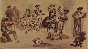 Spanish Dancers, 1862 (w/c, pencil and