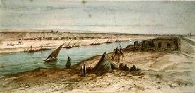 The Suez Canal from a souvenir album commemorating the Voyage of Empress Eugenie (1827-1920) at the