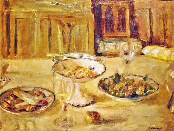 Bowls of fruit and biscuits and wineglass (oil on canvas)  from Edouard Vuillard