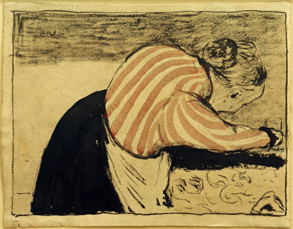 Vieille femme se penchant sur la from Edouard Vuillard