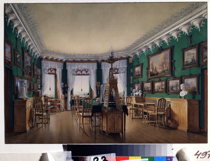 The Study room of Emperor Nicholas I in the Cottage Palace in Peterhof from Eduard Hau