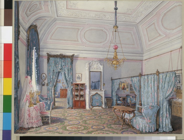Interiors of the Winter Palace. The Fifth Reserved Apartment. The Bedroom of Grand Princess Maria Al from Eduard Hau