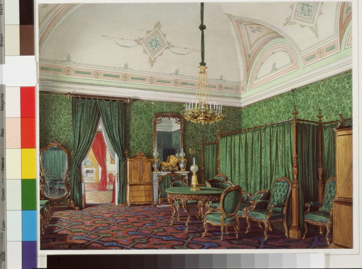 Interiors of the Winter Palace. The Third Reserved Apartment. A Bedroom from Eduard Hau