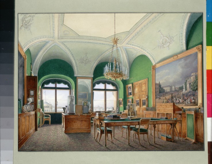 Interiors of the Winter Palace. The Large Study of Emperor Nicholas I from Eduard Hau