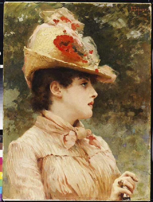 Bildnis einer jungen Frau mit Hut. from Eduardo Tofano
