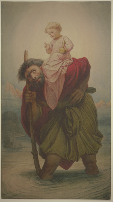 Der Heilige Christophorus mit dem Jesuskind im Fluß from Edward von Steinle