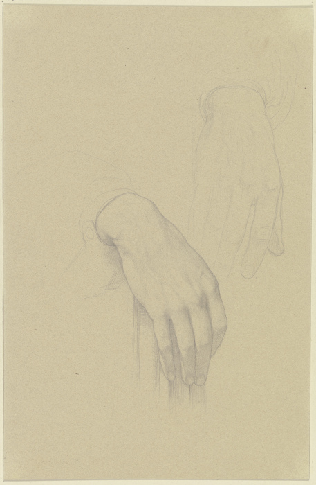Die schön geformte rechte Hand eines Mannes, auf der Lehne eines Stuhls ruhend; daneben die Skizze e from Edward von Steinle