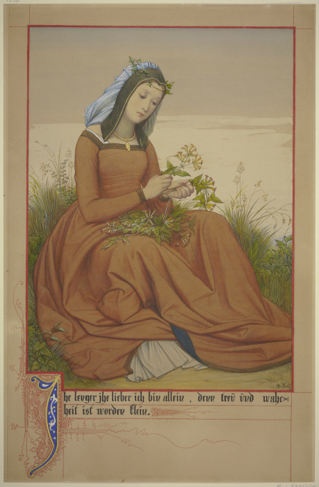 Junge Frau, einen Blumenstrauß bindend from Edward von Steinle