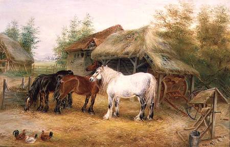 Carthorses in a farmyard from Edwin Frederick Holt