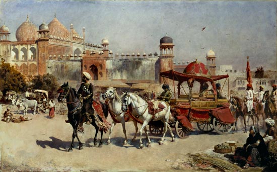 Procession in front of the Jama Masjid mosque in Agra. from Edwin Lord Weeks