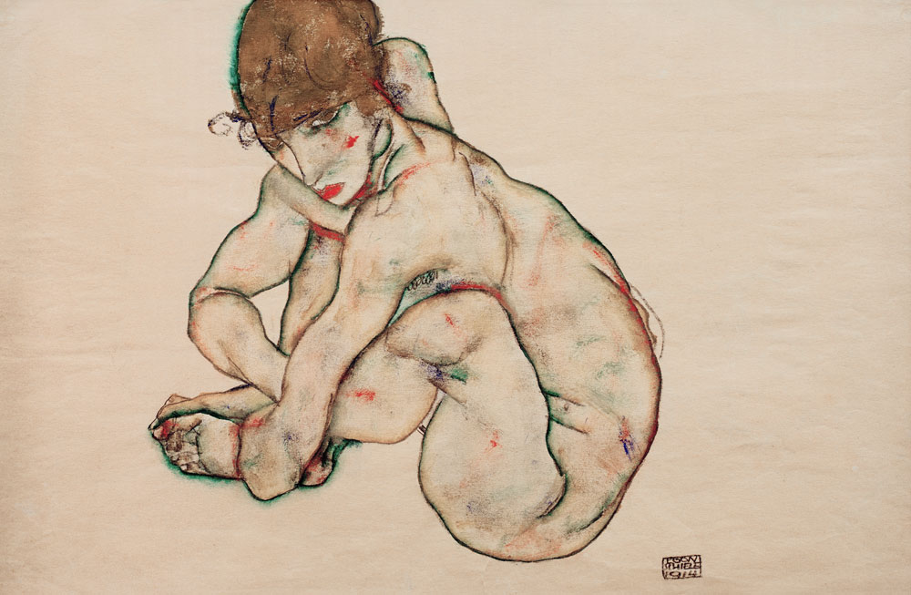 Squatting Nude from Egon Schiele