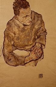 Portrait Karl Grünwald with clasped hands from Egon Schiele