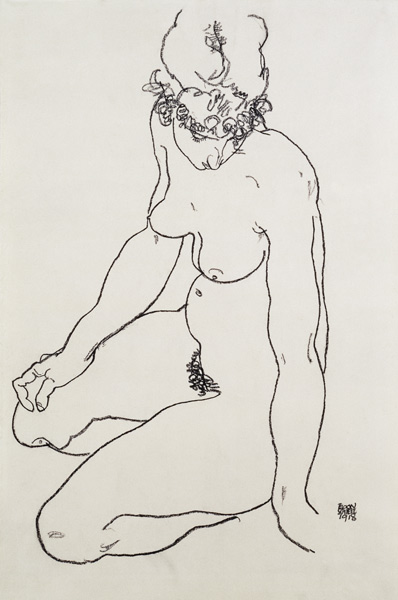 Seated female nude from Egon Schiele