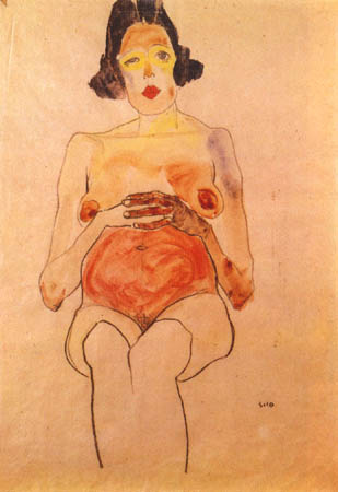 Red act, pregnant from Egon Schiele