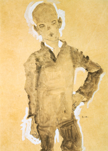Stationary boy, con hand supported to the hip. from Egon Schiele