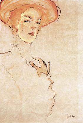 Lady with an orange-coloured hat